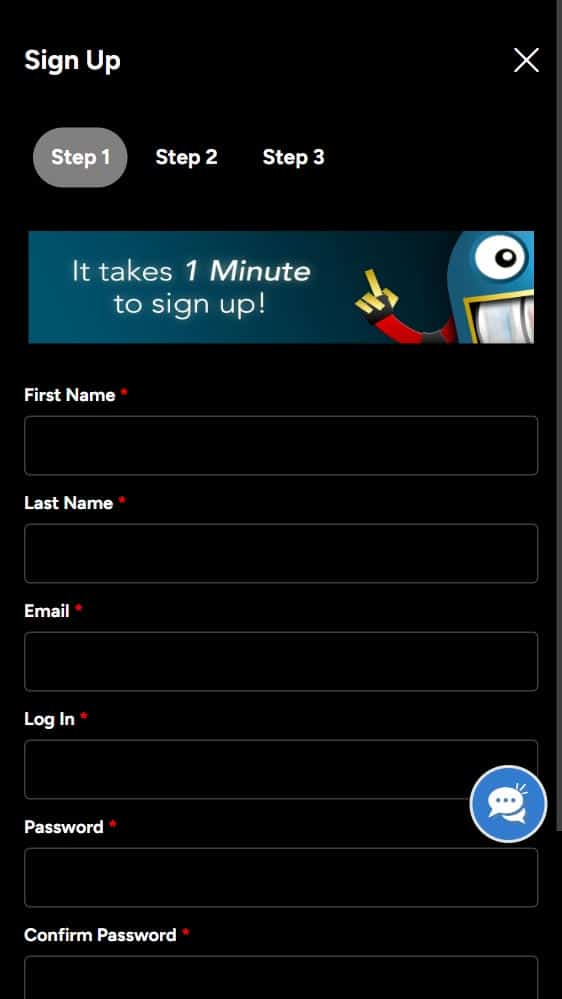 signup screenshot